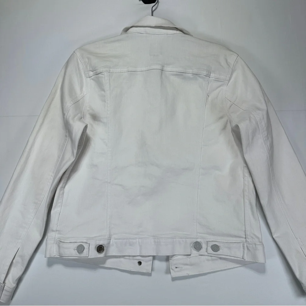 GAP White Denim Jacket Cropped Stretch Cotton Classic Trucker Size S NWOT - Picture 8 of 9